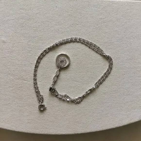 Silver Double Circle Sparkling Necklace - Picture 3 of 5